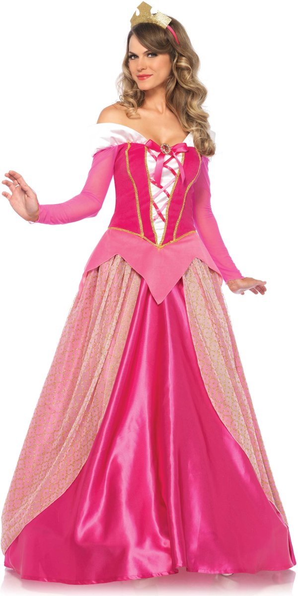 Koning Prins & Adel Kostuum | Prinses Aurora Lange Roze Jurk Vrouw | Large | Carnaval kostuum | Verkleedkleding